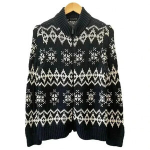 New York & Co Cardigan Ramie  Cotton Knit Zip Front Sweater Black Beige Medium